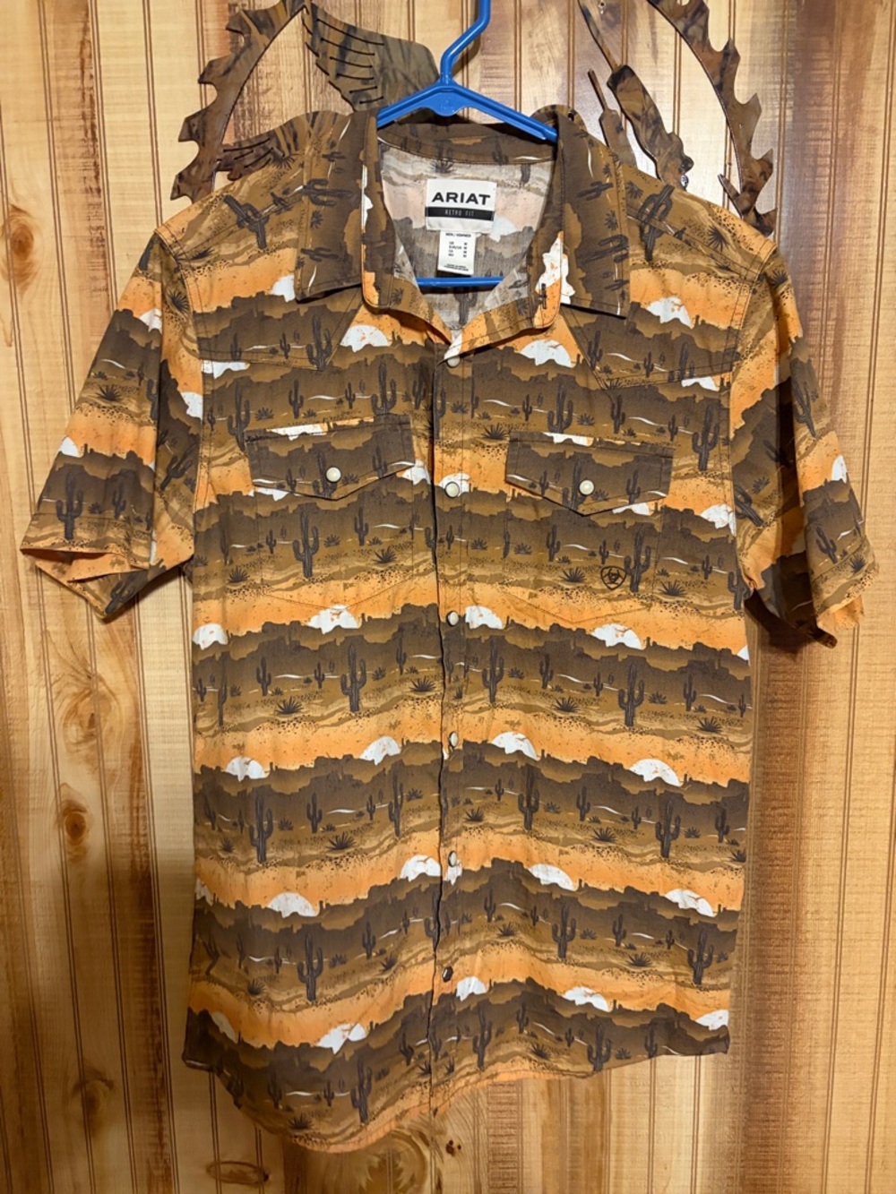 Ariat Men’s Short Sleeve Desert Print Button-Down Shirt - Brown & Orange